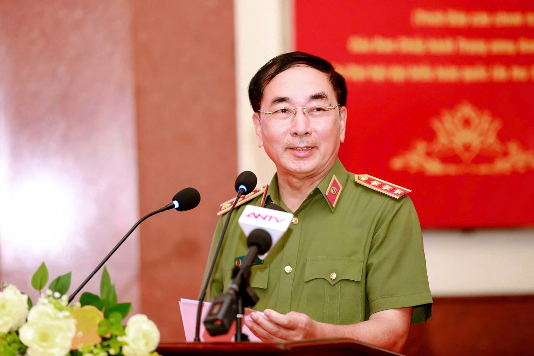 Đồng chí Thượng tướng, PGS.TS Trần Quốc Tỏ, Ủy viên Trung ương Đảng, Phó Bí thư Đảng ủy Công an Trung ương, Thứ trưởng Bộ Công an phát biểu tại Hội thảo