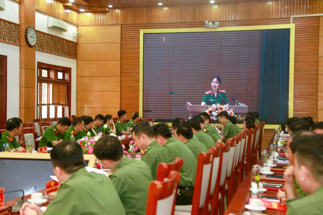 Toàn cảnh Hội nghị tại điểm cầu Công an tỉnh Nghệ An