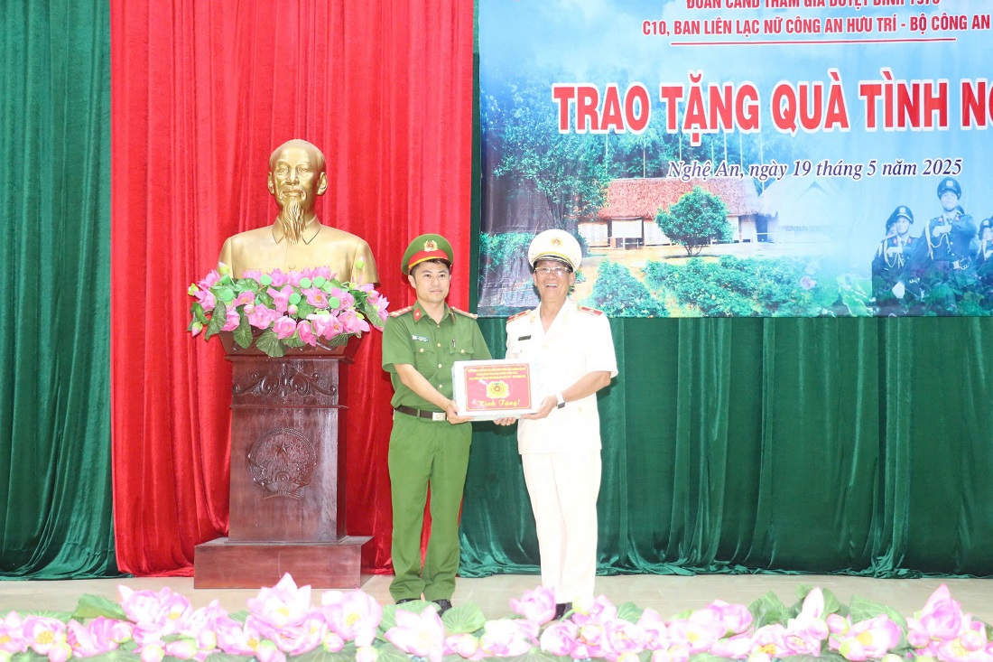 Đoàn thăm, tặng quà lực lượng Công an xã Kim Liên 