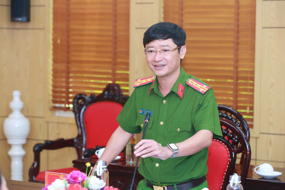 Đồng chí Đại tá Trần Ngọc Tuấn, Phó Giám đốc Công an tỉnh Nghệ An phát biểu