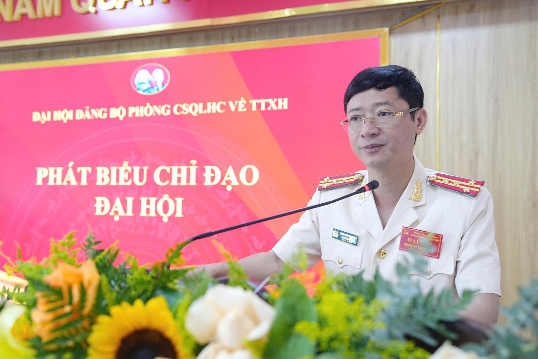 Đồng chí Đại tá Trần Ngọc Tuấn, Phó Giám đốc Công an tỉnh phát biểu chỉ đạo