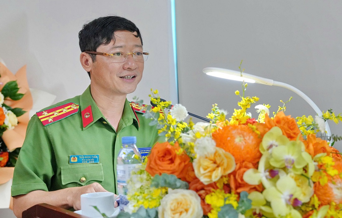 Đồng chí Đại tá Trần Ngọc Tuấn, Phó Giám đốc Công an tỉnh phát biểu chỉ đạo tại Đại hội