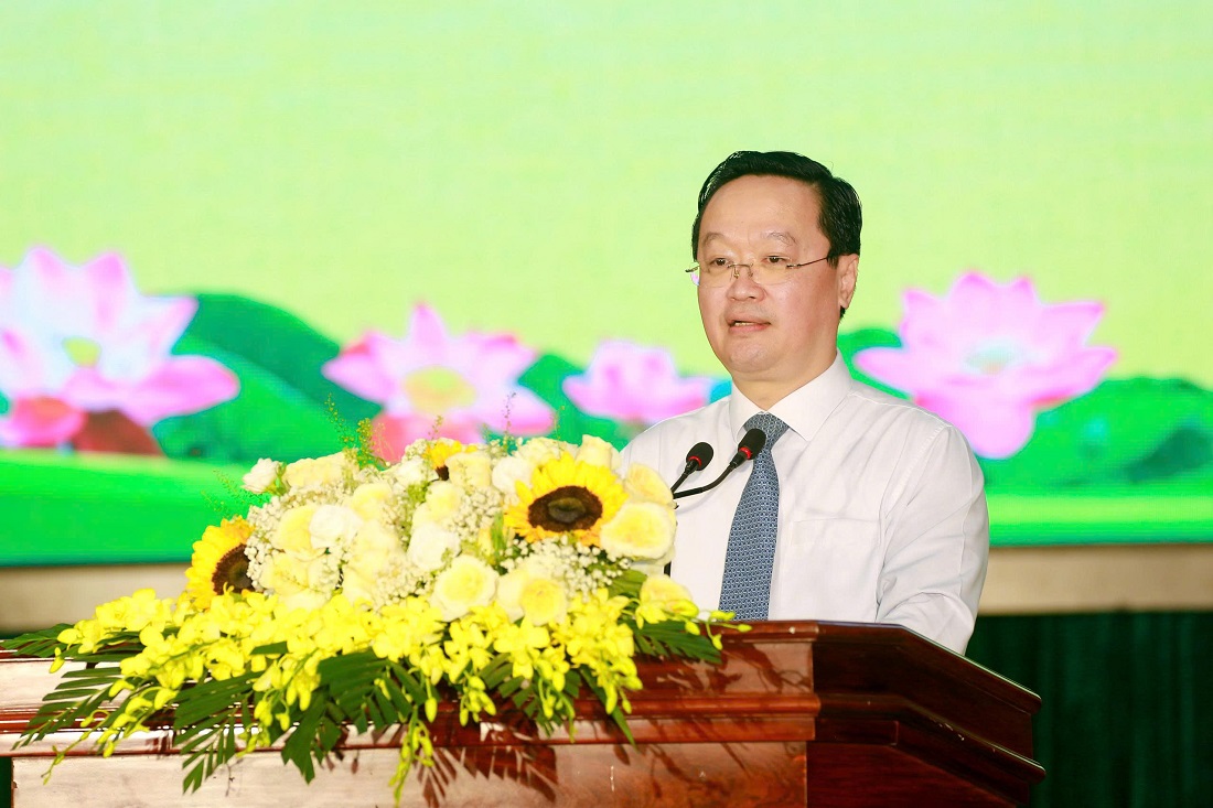 Đồng chí Nguyễn Đức Trung, Bí thư Tỉnh ủy phát biểu tại Ngày hội