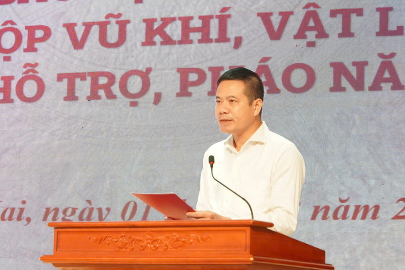 Đồng chí Đàm Hữu Hồng, Bí thư Đảng ủy phường Tân Mai phát biểu