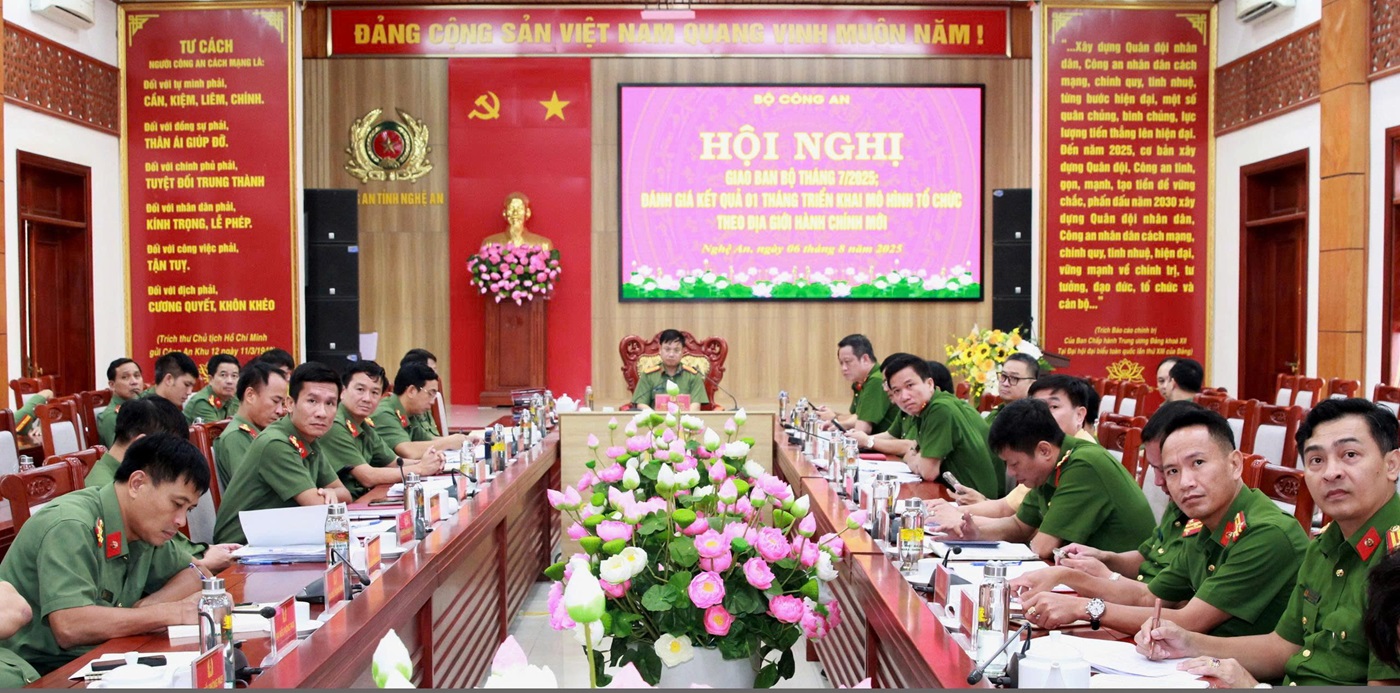 Toàn cảnh Hội nghị tại điểm cầu Công an Nghệ An