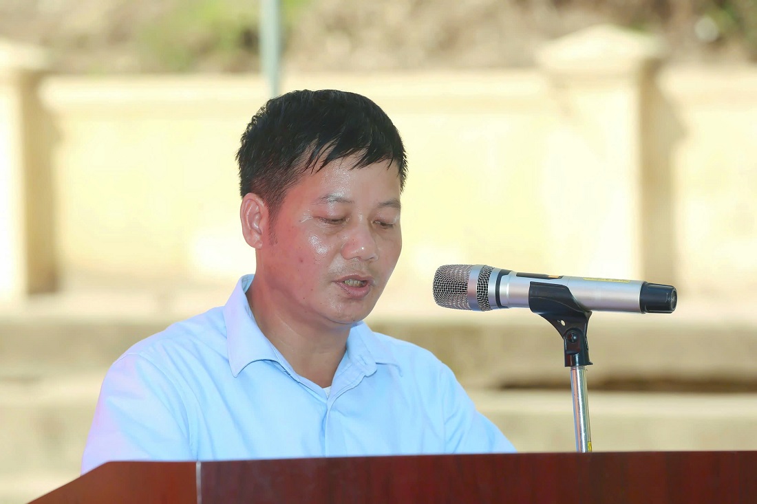 Đồng chí Nguyễn Anh Đoài, Bí thư Đảng ủy xã Mỹ Lý phát biểu