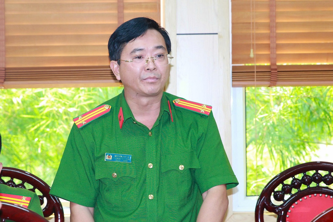 Đại diện lãnh đạo các đơn vị trong Công an tỉnh phát biểu