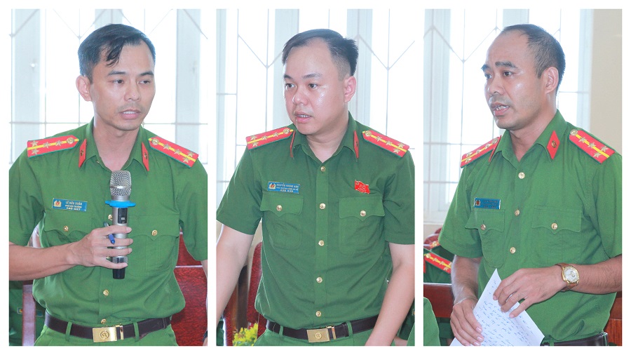 Đại diện chỉ huy Công an xã An Châu phát biểu ý kiến