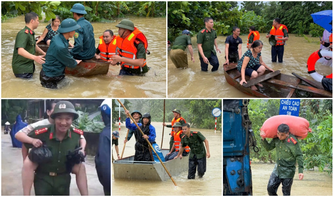 Công an Tiền Phong kịp thời tiếp cận và sơ tán người dân tại các vùng ngập lụt