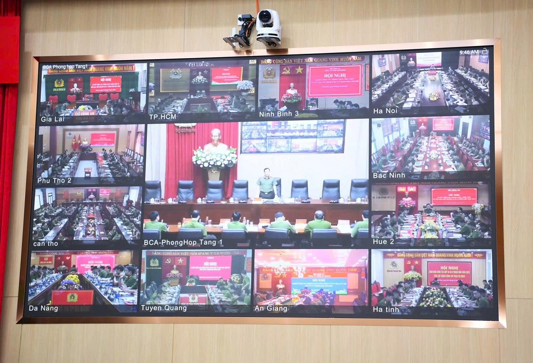 Hội nghị được tổ chức dưới hình thức trực tuyến đến Công an các địa phương