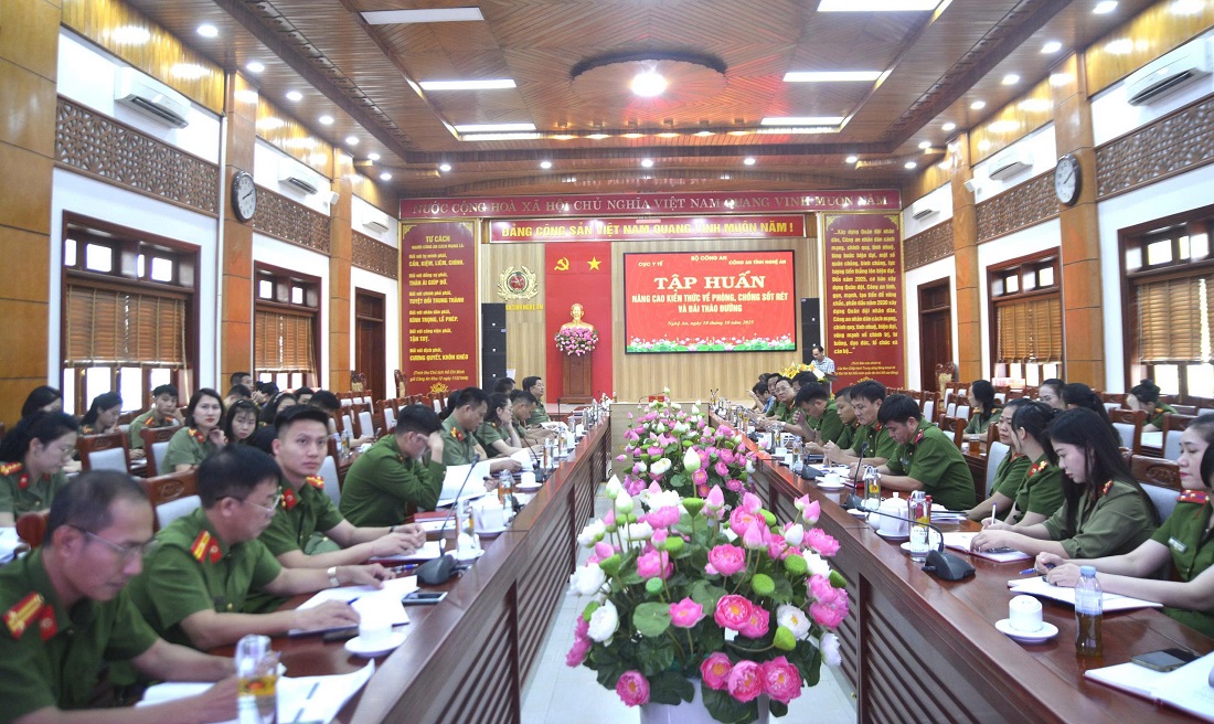 Toàn cảnh lớp tập huấn tại điểm cầu Công an tỉnh