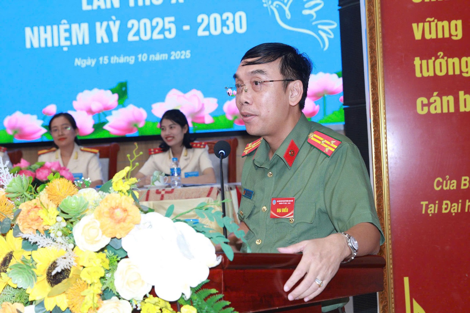 Đồng chí Thượng tá Tạ Đình Tuấn, Trưởng phòng Hậu cần phát biểu chỉ đạo tại Đại hội