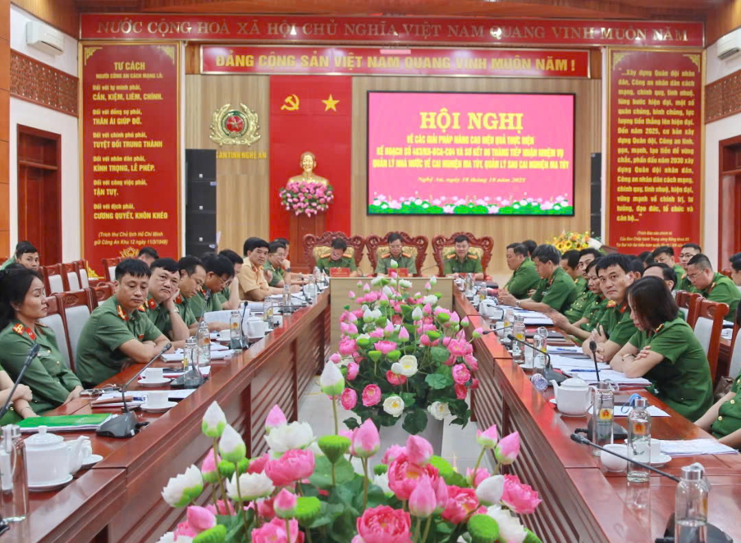 Toàn cảnh Hội nghị tại điểm cầu Công an tỉnh Nghệ An