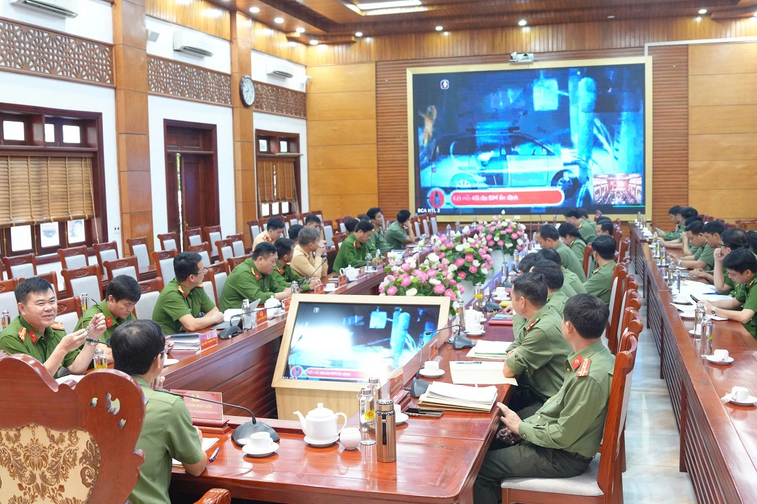 Toàn cảnh Hội nghị tại điểm cầu Công an Nghệ An