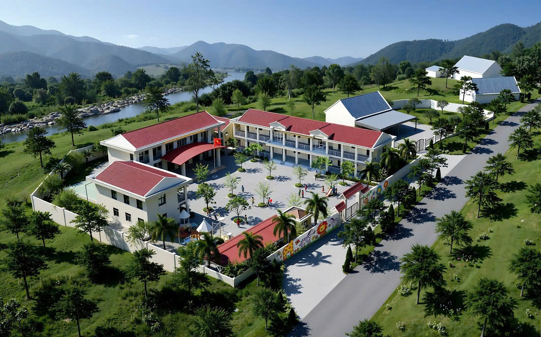 Bối cảnh Trường Mầm non Mường Ải sau khi hoàn thành