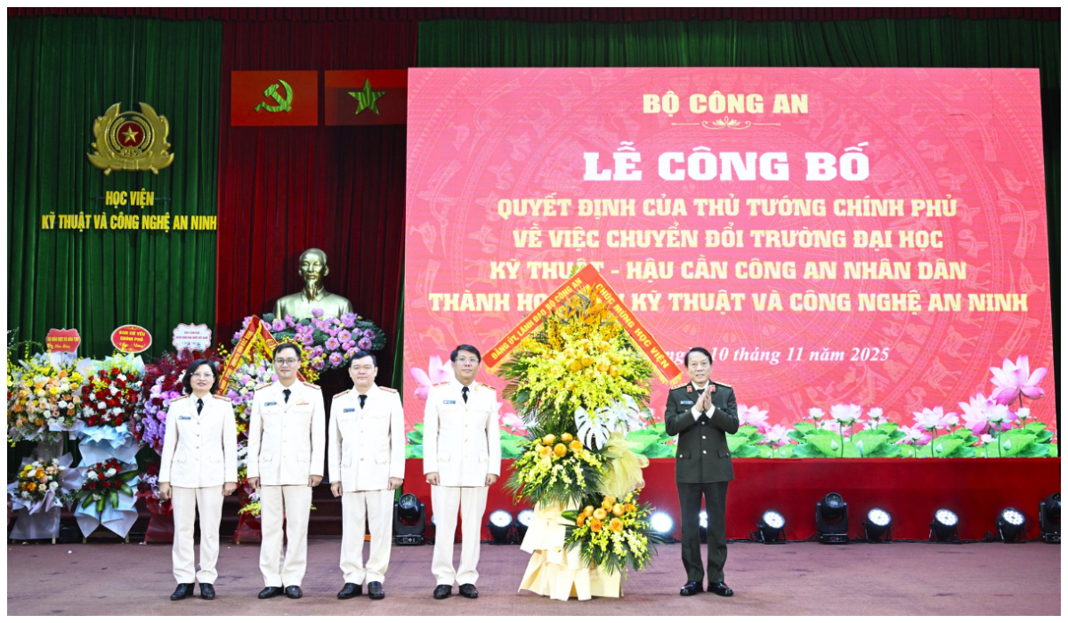 Công bố Quyết định chuyển đổi trường Đại học Kỹ thuật-Hậu cần CAND thành Học viện Kỹ thuật và Công nghệ an ninh