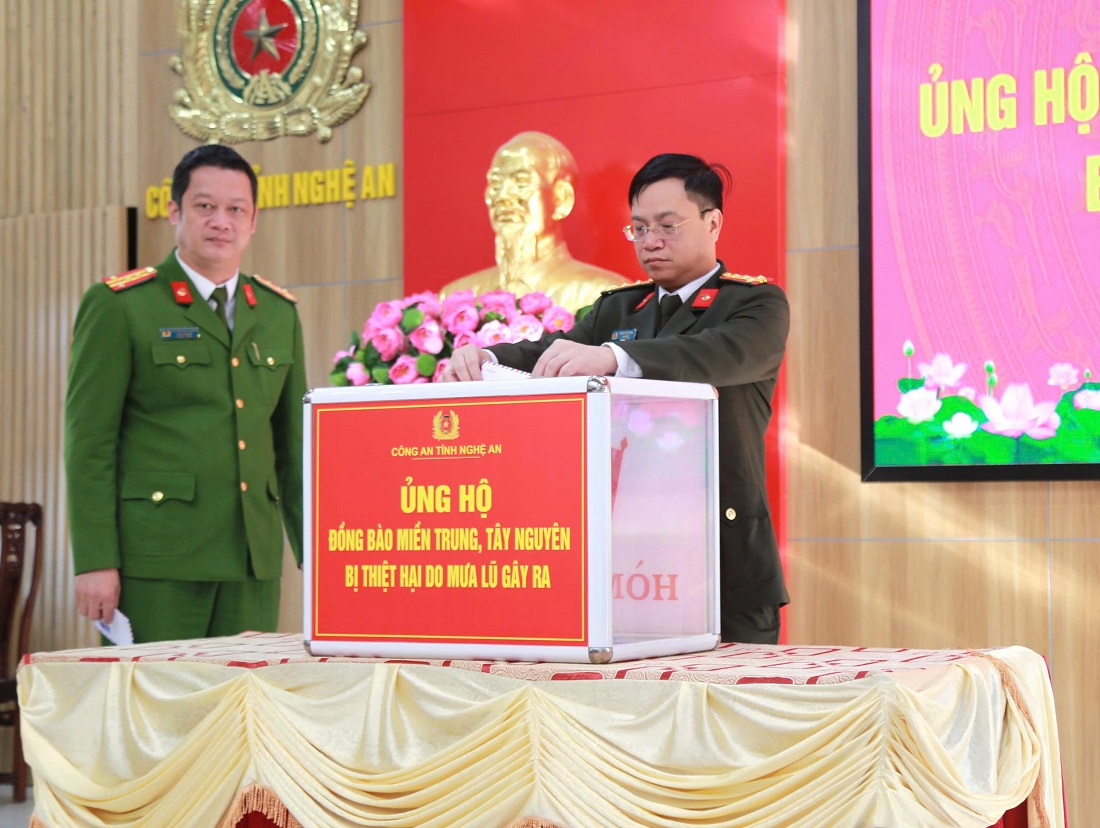 Công an tỉnh Nghệ An: Phát động ủng hộ đồng bào miền Trung, Tây Nguyên bị thiệt hại do mưa lũ gây ra