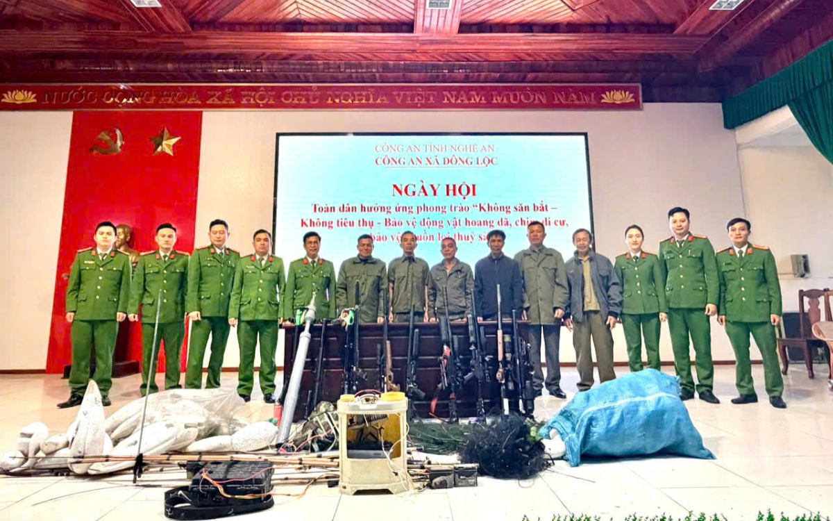 Công an xã Đông Lộc tuyên truyền bảo vệ động vật hoang dã, chim di cư và nguồn lợi thủy sản