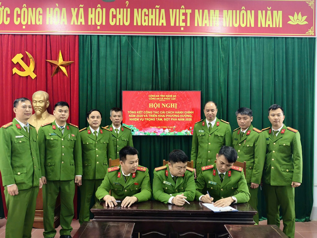Công an xã Phúc Lộc tổng kết công tác cải cách hành chính năm 2025, phát động phong trào thi đua năm 2026