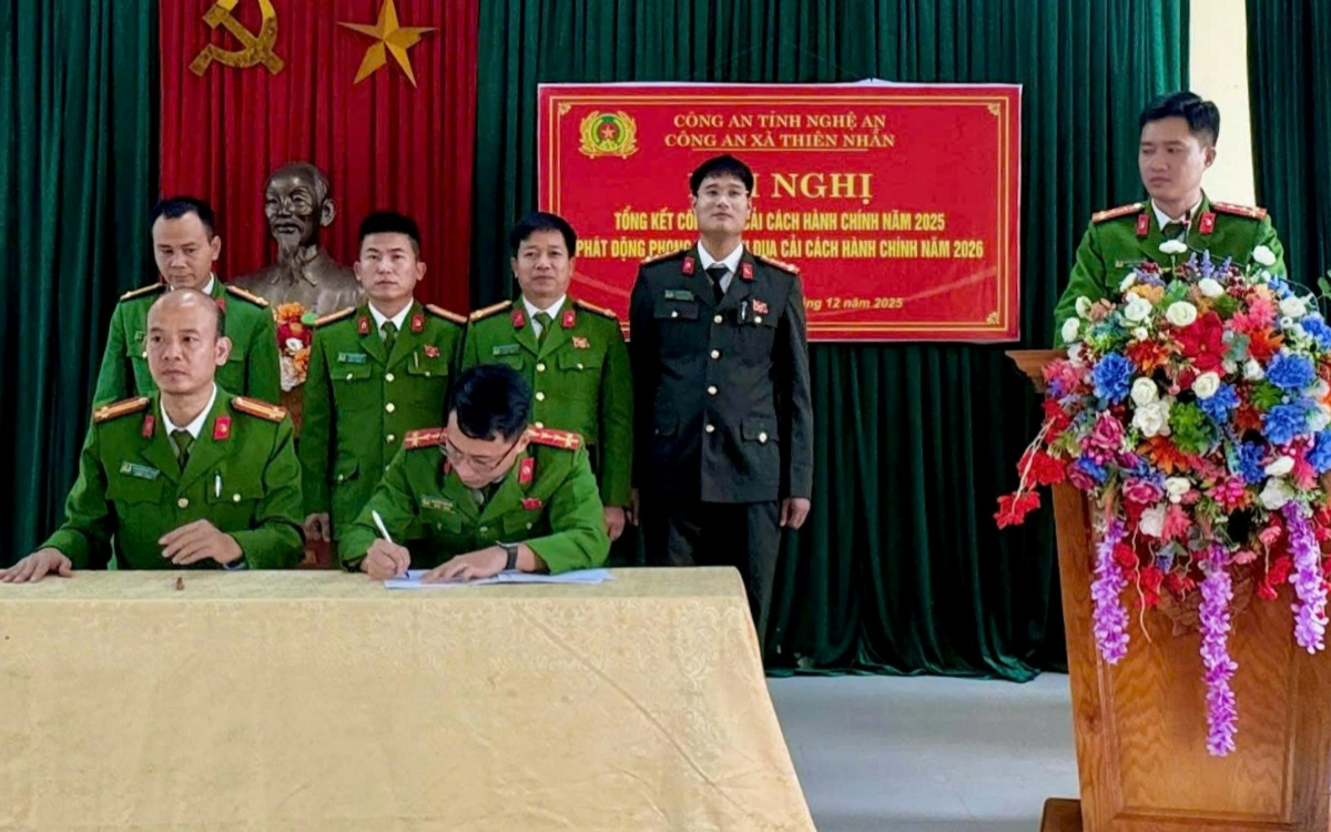 Công an xã Thiên Nhẫn tổng kết cải cách hành chính năm 2025