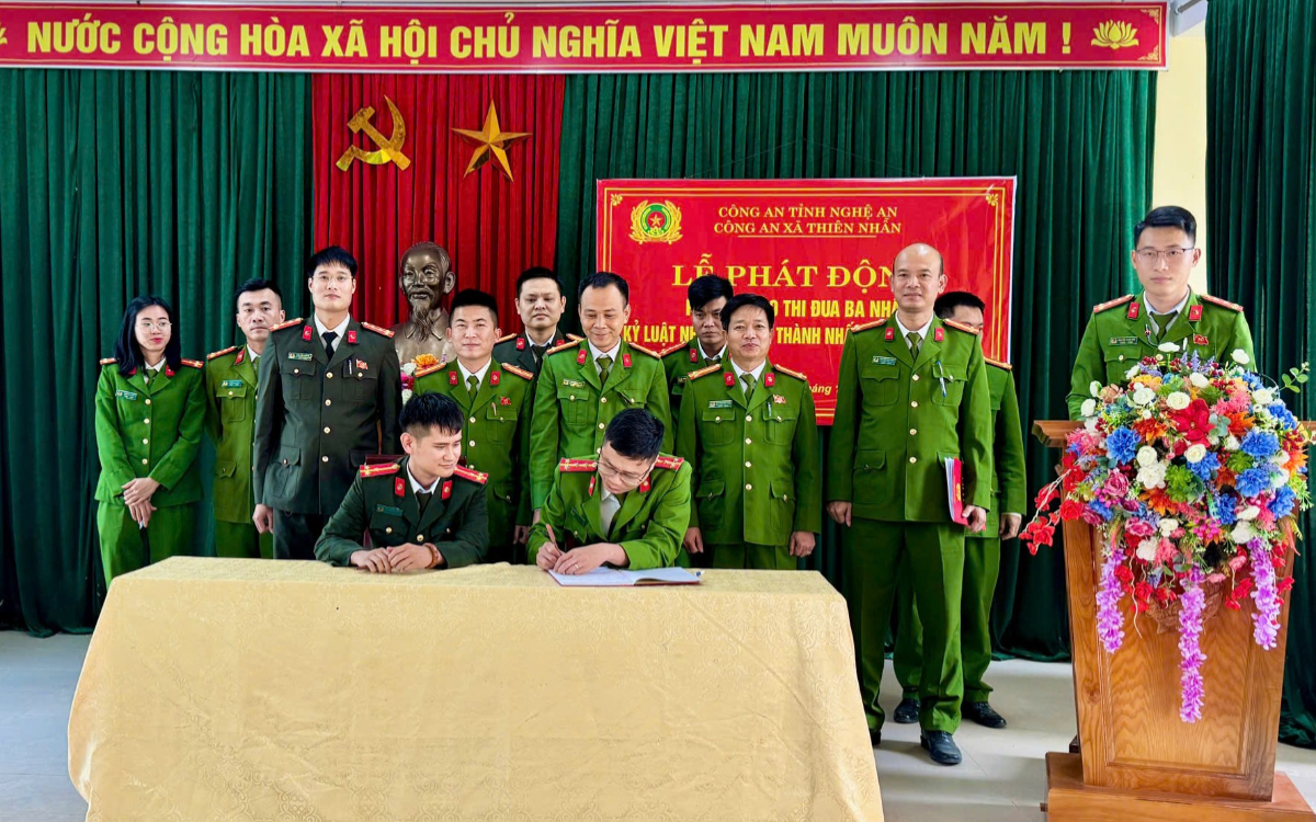 Công an xã Thiên Nhẫn phát động phong trào thi đua 