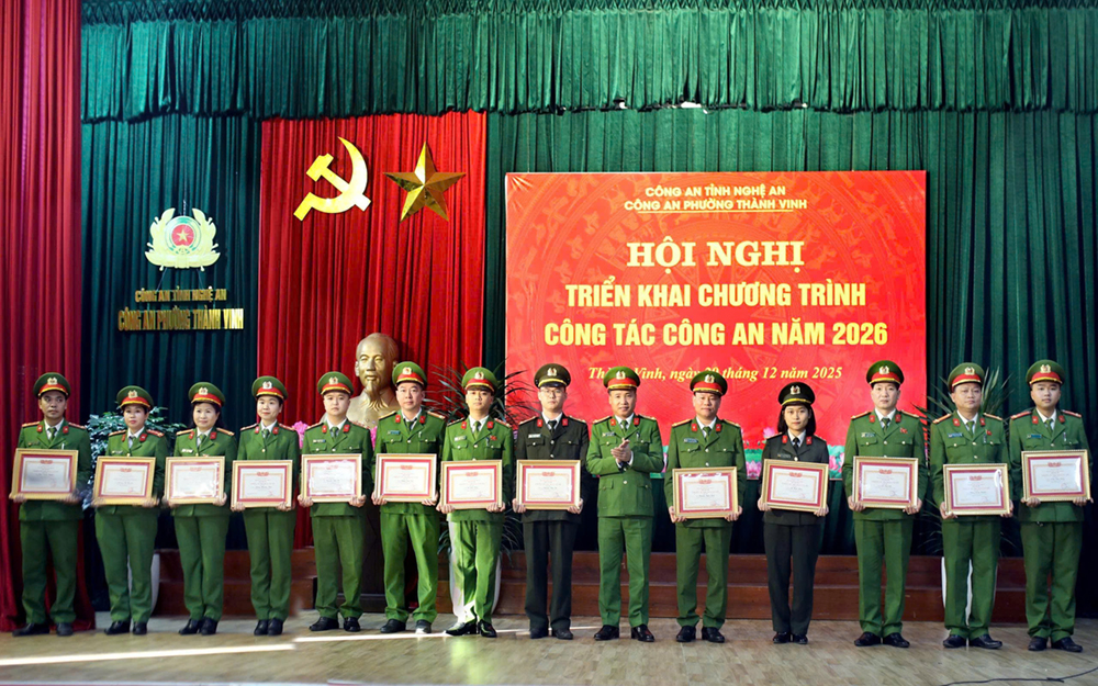 Công an phường Thành Vinh triển khai chương trình công tác công an năm 2026
