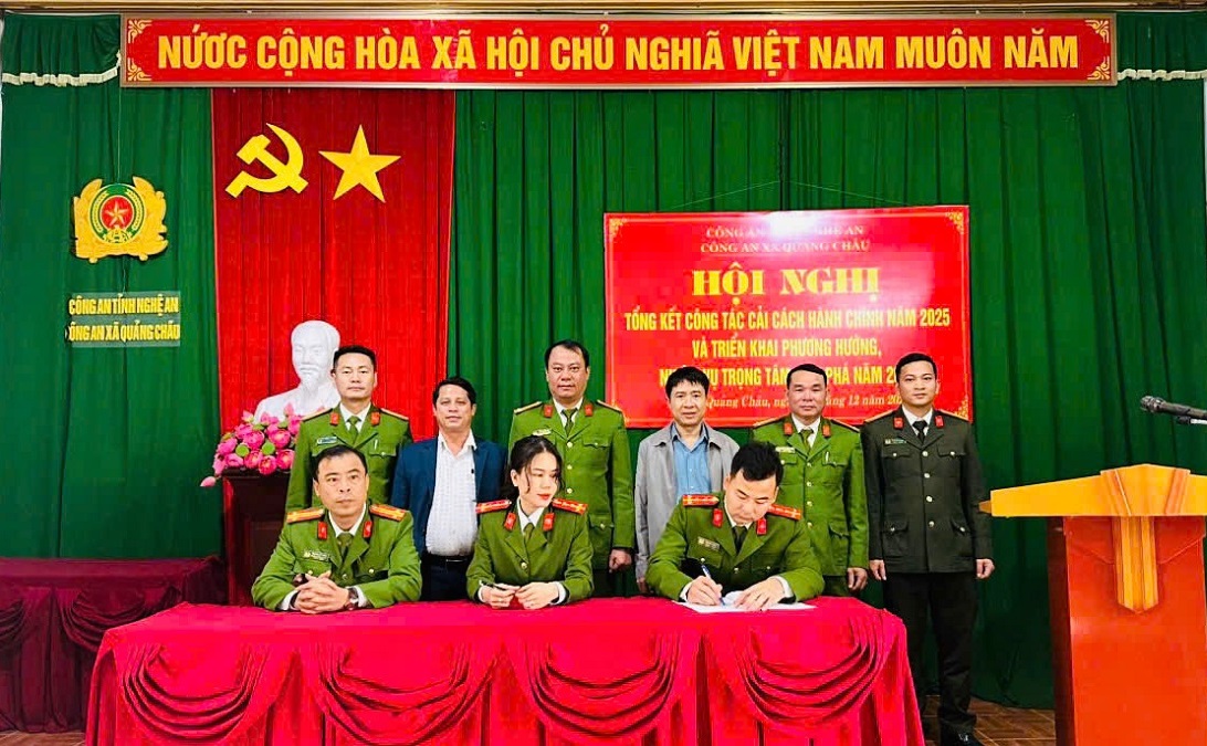 Công an xã Quảng Châu tổng kết công tác cải cách hành chính năm 2025, phát động phong trào thi đua năm 2026