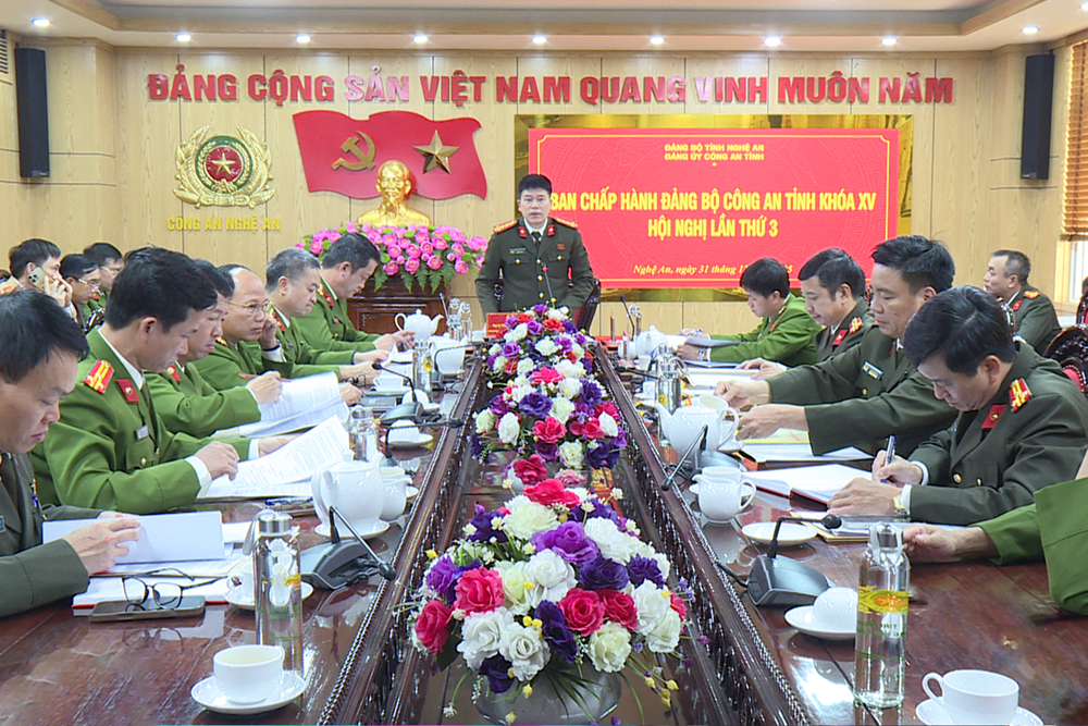 Hội nghị Ban Chấp hành Đảng bộ Công an tỉnh khóa XV lần thứ ba