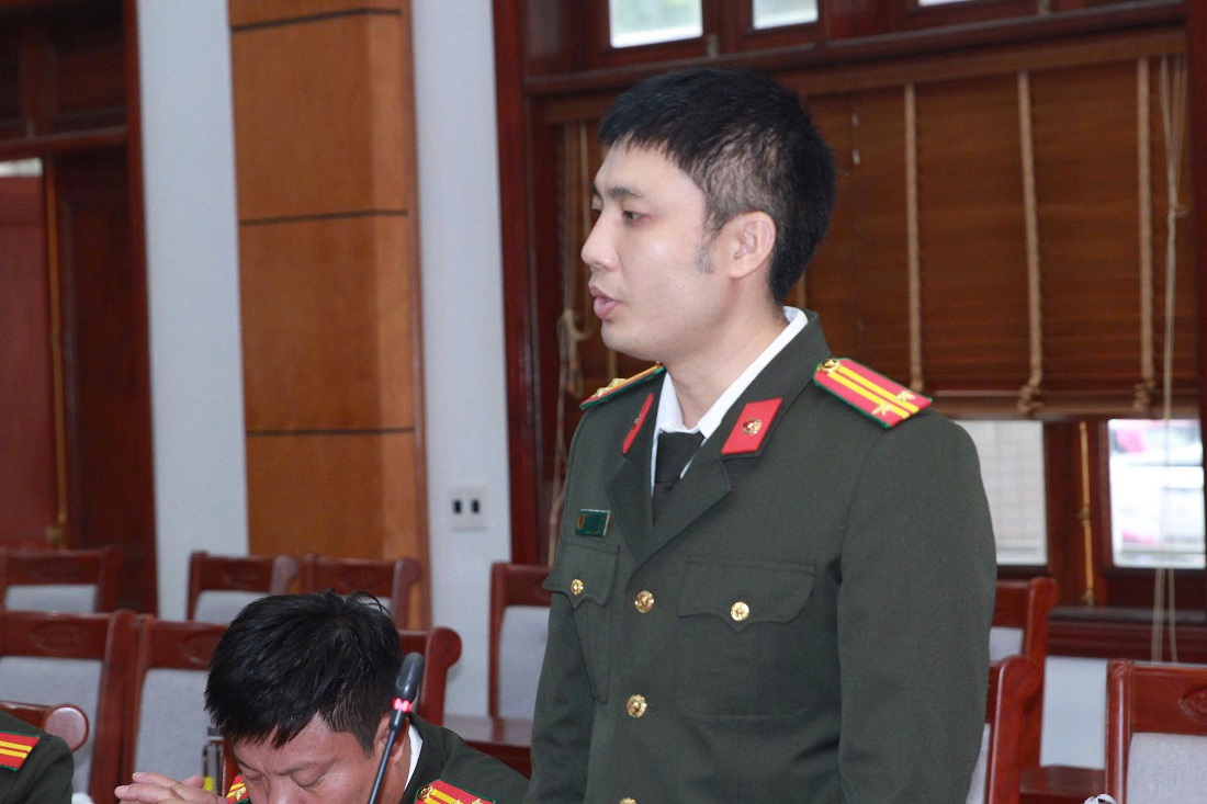 Đại diện Đoàn thể thao, Công an tỉnh Nghệ An phát biểu cuộc họp