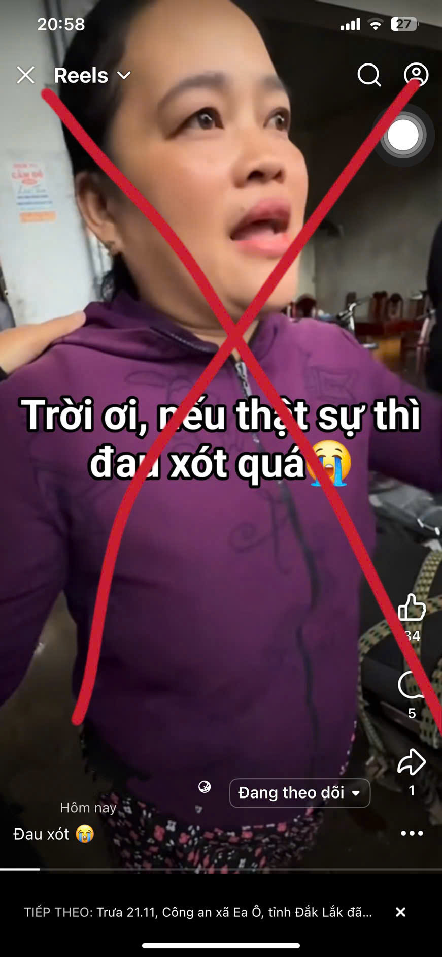 Tài khoản N.S.G. đăng thông tin sai sự thật về tình hình mưa lũ (ảnh chụp màn hình)