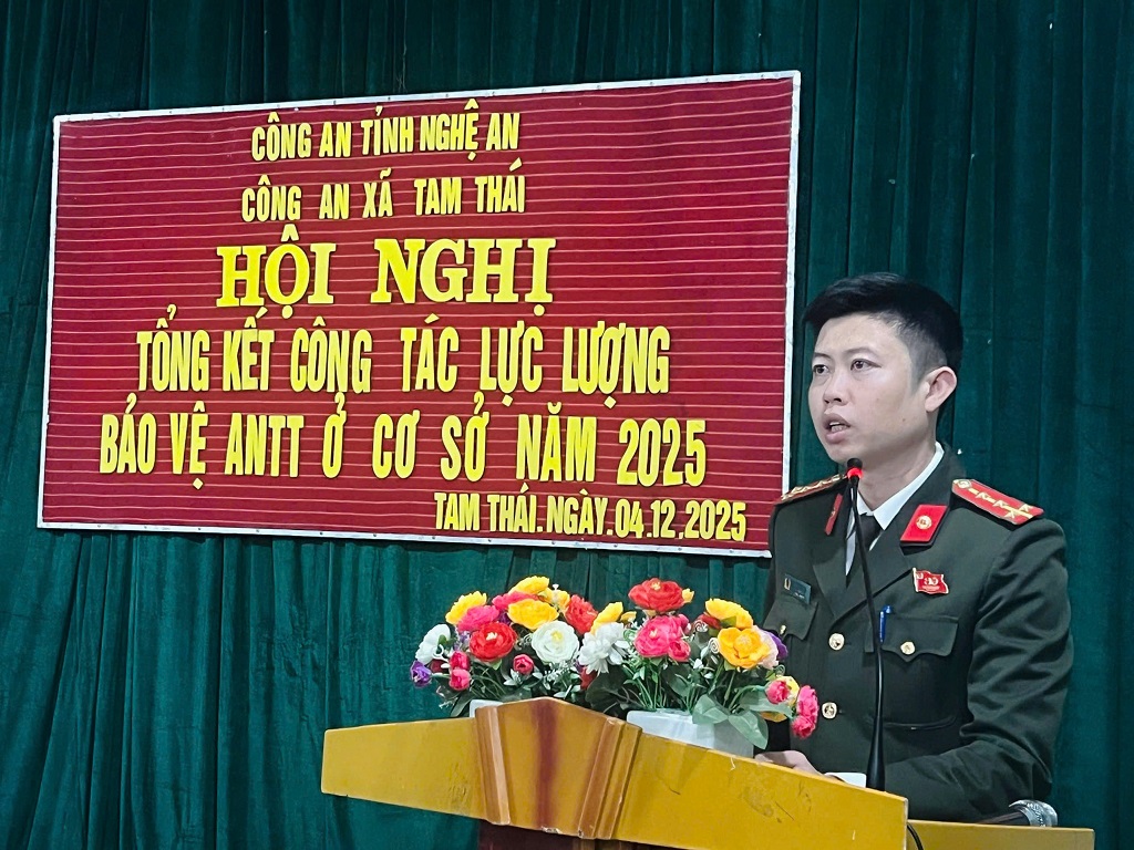 Đại diện Công an xã Tam Thái phát biểu