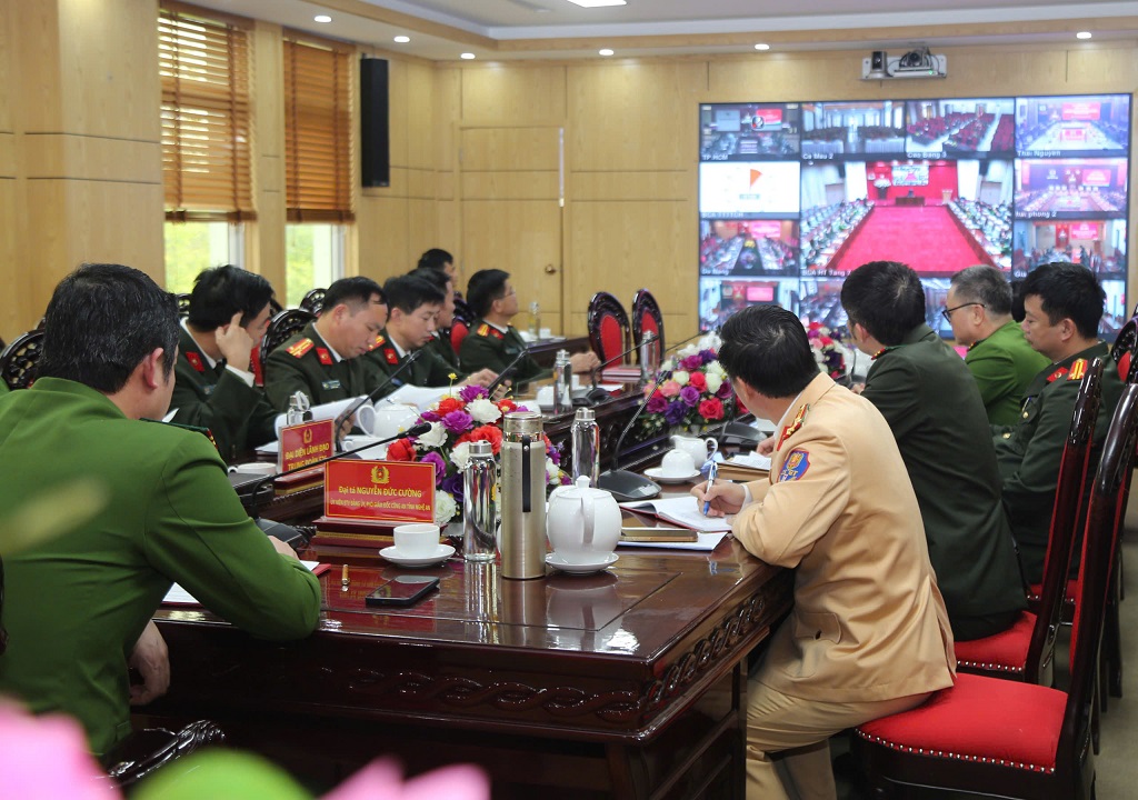 Toàn cảnh Hội nghị tại điểm cầu Công an tỉnh Nghệ An