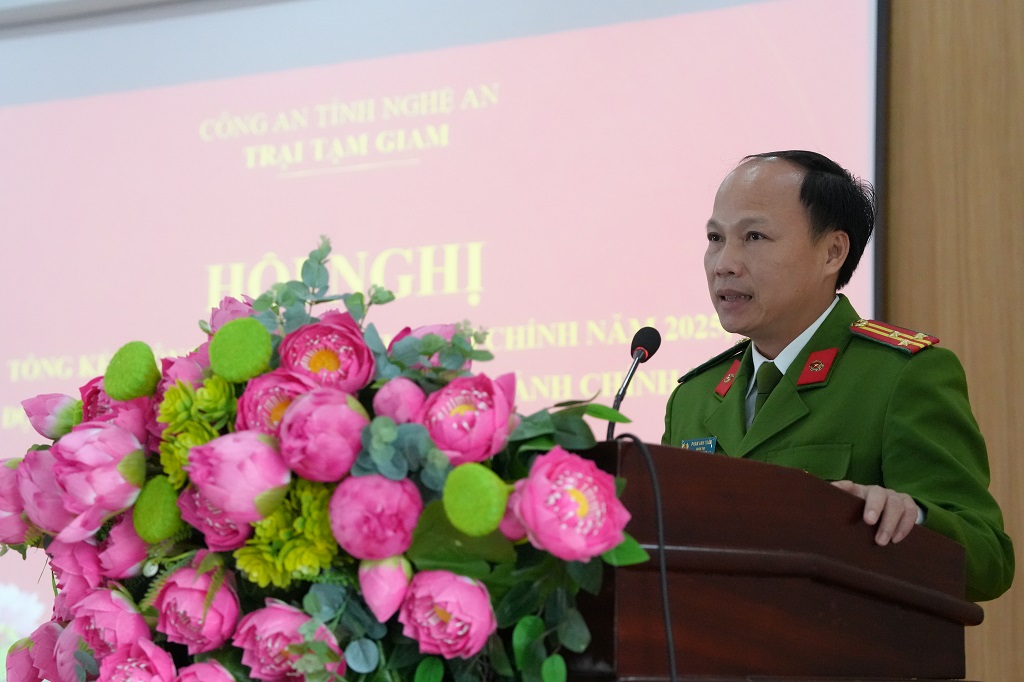 Đồng chí Thượng tá Phạm Anh Tuấn, Giám thị Trại Tạm giam phát biểu