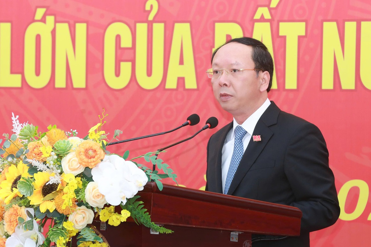 Đồng chí Bùi Thanh An - Ủy viên Ban Thường vụ Tỉnh ủy, Phó Chủ tịch Thường trực UBND tỉnh phát biểu tại buổi lễ