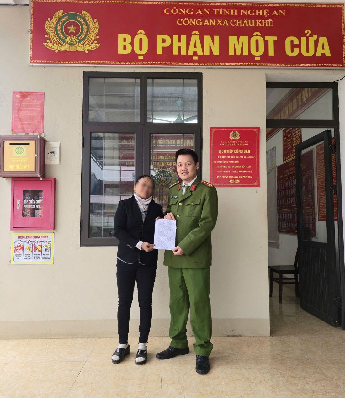 Bà V.T.T. viết thư cảm ơn Công an xã Châu Khê