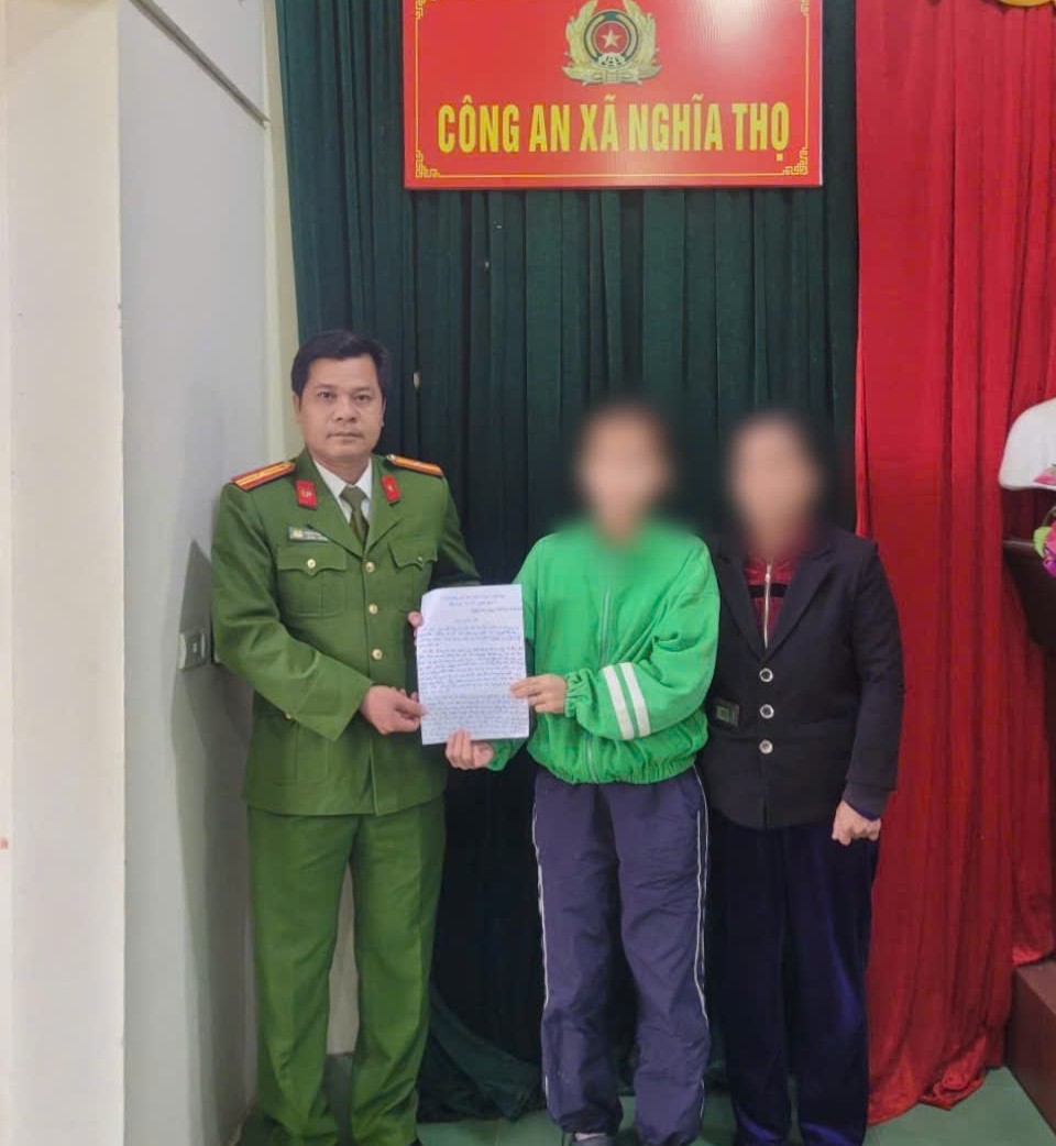 Gia đình bà N.T.Đ viết thư cảm ơn Công an xã Nghĩa Thọ