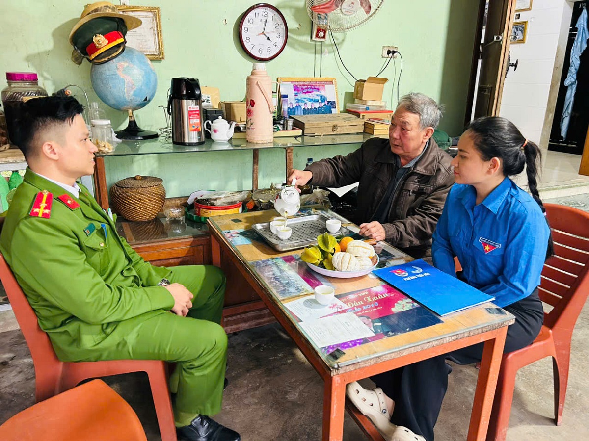 Công an phường thăm hỏi, trao quà và trò chuyện với Cựu chiến binh