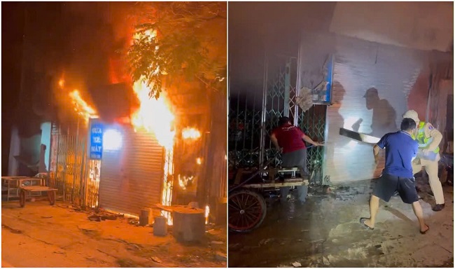 Cảnh sát giao thông Nghệ An kịp thời phá cửa cứu 11 người trong vụ cháy nhà lúc rạng sáng