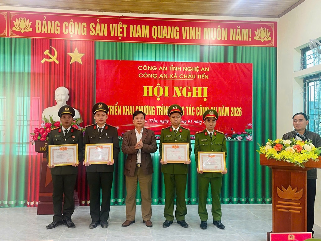 Công an xã Châu Tiến triển khai công tác năm 2026