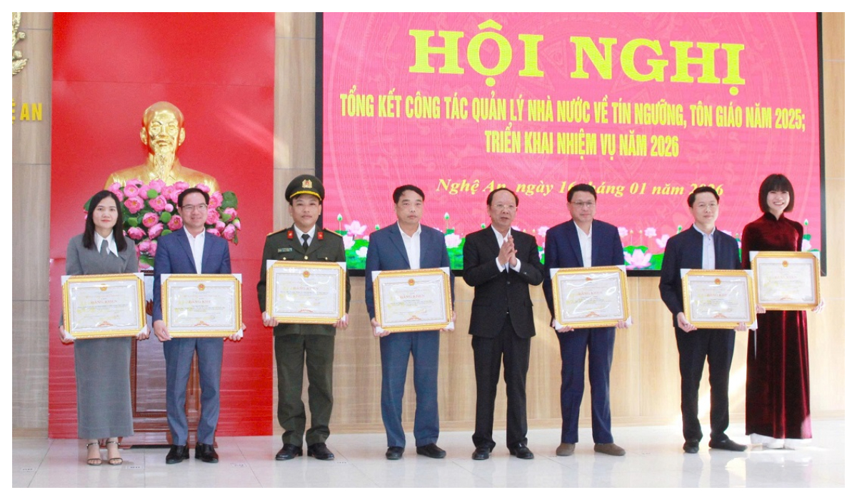 Tỉnh Nghệ An triển khai công tác quản lý nhà nước về tín ngưỡng, tôn giáo năm 2026