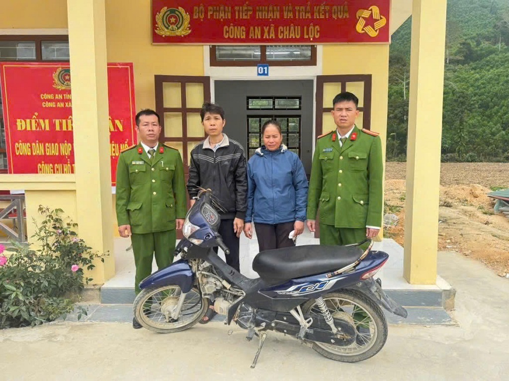 Công an xã Châu Lộc Thu hồi tài sản bị mất cắp cho người dân chỉ trong vòng 10 tiếng đồng hồ