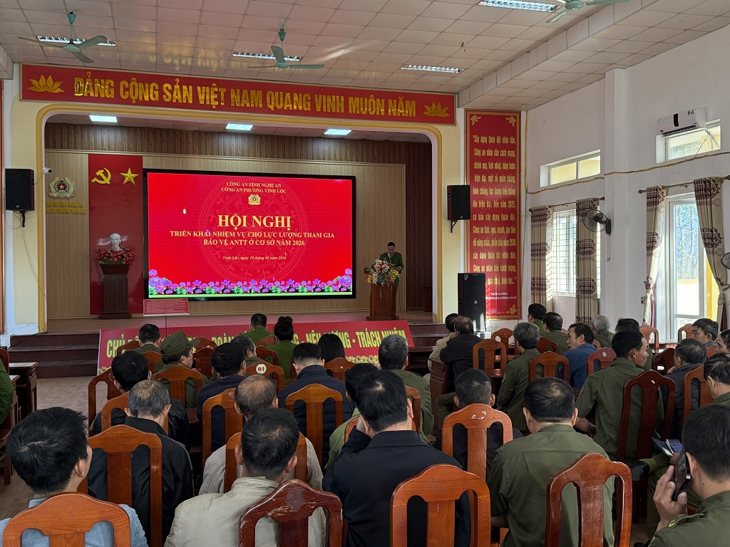 Công an phường Vinh Lộc triển khai nhiệm vụ lực lượng tham gia bảo vệ ANTT ở cơ sở năm 2026