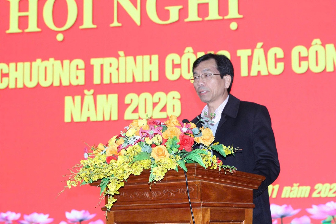 Đồng chí Nguyễn Trường Thi - Bí thư Đảng ủy, Chủ tịch HĐND xã phát biểu chỉ đạo