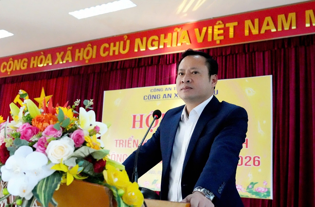 Đồng chí Phạm Xuân Sánh, Bí thư Đảng ủy, Chủ tịch HĐND xã phát biểu