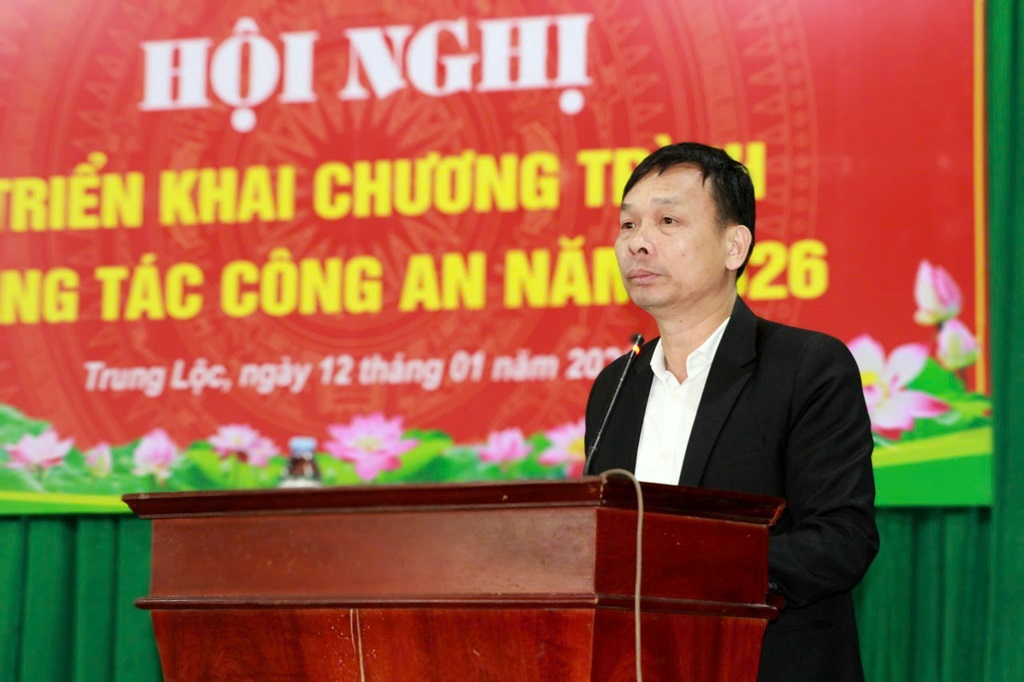 Đồng chí Trần Nguyên Hòa – Phó Bí thư Đảng ủy, Chủ tịch UBND xã Trung Lộc phát biểu chỉ đạo tại Hội nghị