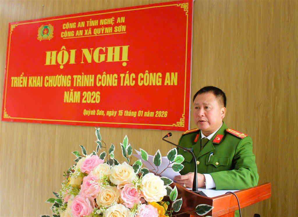 Thượng tá Cao Thanh Hải - Trưởng phòng Cảnh sát Thi hành án hình sự và hỗ trợ tư pháp Công an tỉnh phát biểu tại Hội nghị.