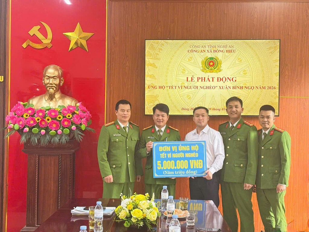 Công an xã Đông Hiếu kêu gọi nhiều tổ chức, đơn vị, doanh nghiệp  ủng hộ Tết vì người nghèo