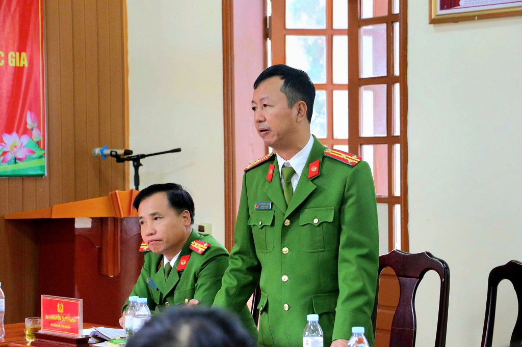 Đồng chí Thượng tá Nguyễn Hữu Cường, Trưởng phòng Cảnh sát điều tra tội phạm về ma túy phát biểu