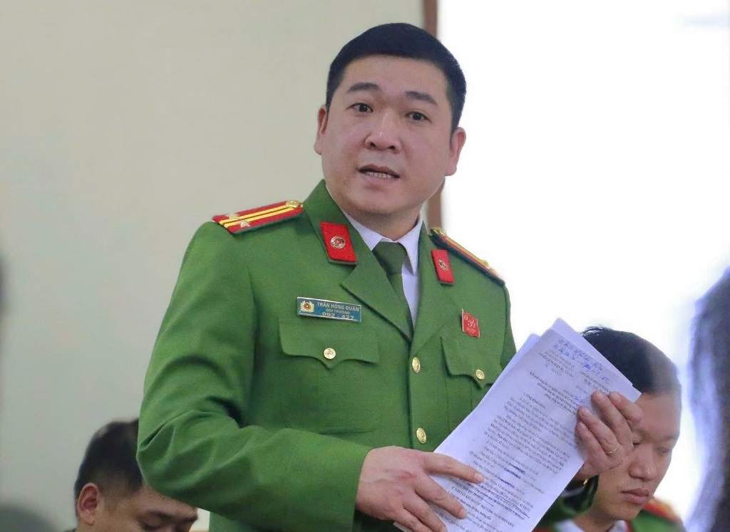 Đồng chí Trung tá Trần Hồng Quân, Trưởng Cơ sở cai nghiện ma túy số 1 phát biểu