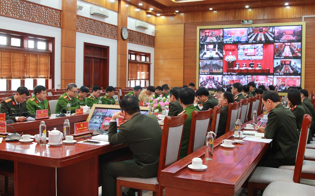 Toàn cảnh Hội nghị tại điểm cầu Công an tỉnh Nghệ An